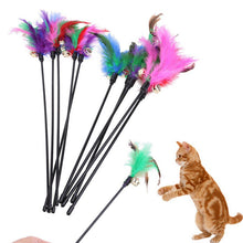 Load image into Gallery viewer, High Quality 60CM Cat Toy Funny Cat Stick With Small Bell Feathers Playing Rod Toys Pet Product Random Color VE
